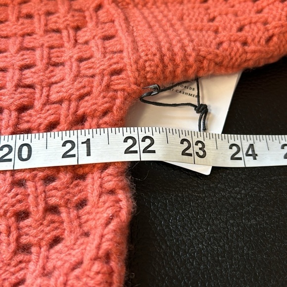 NAADAM Cashmere Wool Open Stitch Crewneck Sweater Coral Designer Sz S NEW - Picture 13 of 14